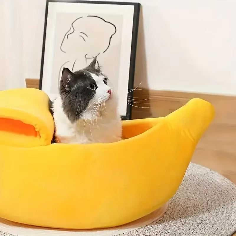 Banana Cat Bed House Funny Cute Cozy Cat Mat Beds Warm Durable Portable Pet Basket Kennel Dog Cushion Cat Supplies Multicolor