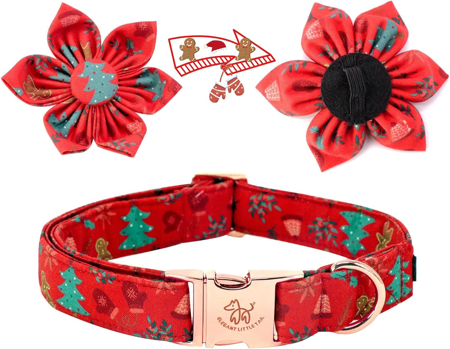 Christmas Dog Collar, Female or Male Dog Collar Flower, Pet Collar Adjustable Dog Collars with Flower for Small Medium Large Dogs